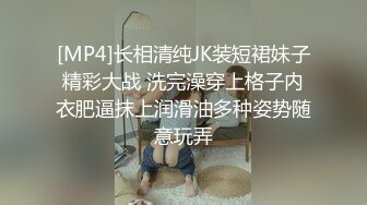 [MP4]长相清纯JK装短裙妹子精彩大战 洗完澡穿上格子内衣肥逼抹上润滑油多种姿势随意玩弄