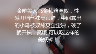 金雕美人TS金韩雅调奴，性感开档丝袜高跟鞋，中间露出的小鸟被奴舔爽歪歪啦，硬了就开操，爽哦 可以吃这样的美妖棒！